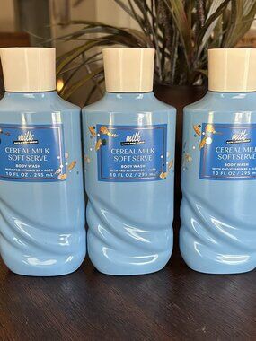 3X Bath & Body Works CEREAL MILK SOFT SERVE Body Wash Bundle NEW